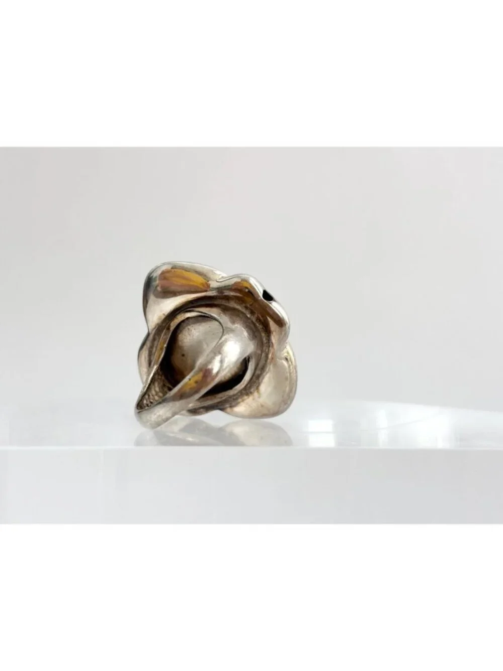 Blooming Rose Floral Beautiful Jumbo Sterling Silver 925 Vintage Ring - sz 7